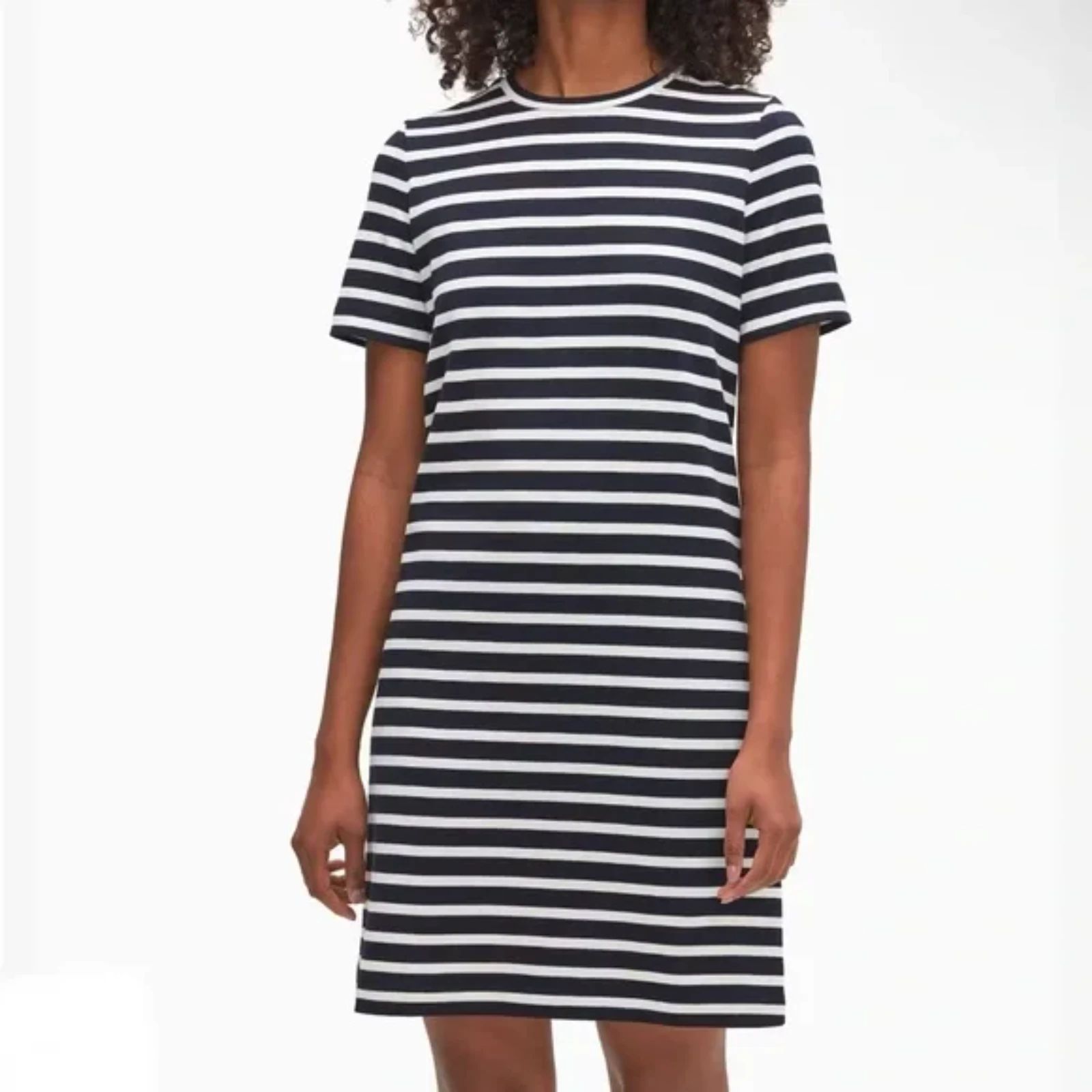 Kate Spade Navy Stripe Zip-Back Cotton Knit Dress Xs Coastal Chic Nautical Prepp